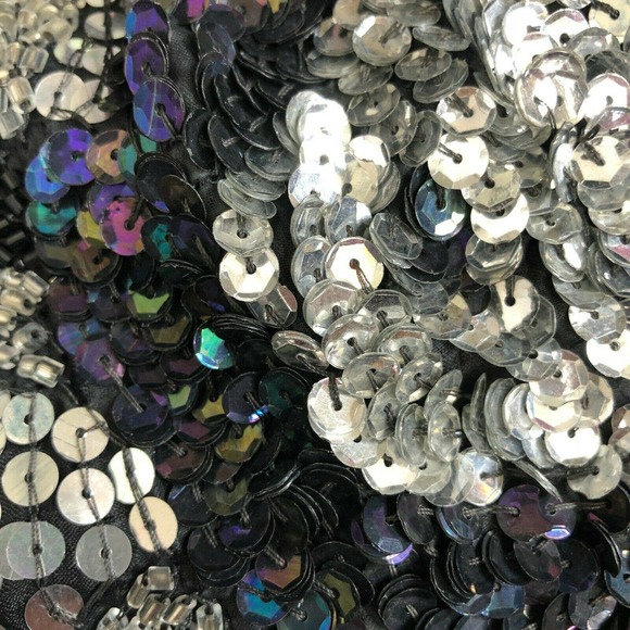 Vintage Laurence Kazar Sequined Top Black Silk - Picture 4 of 9